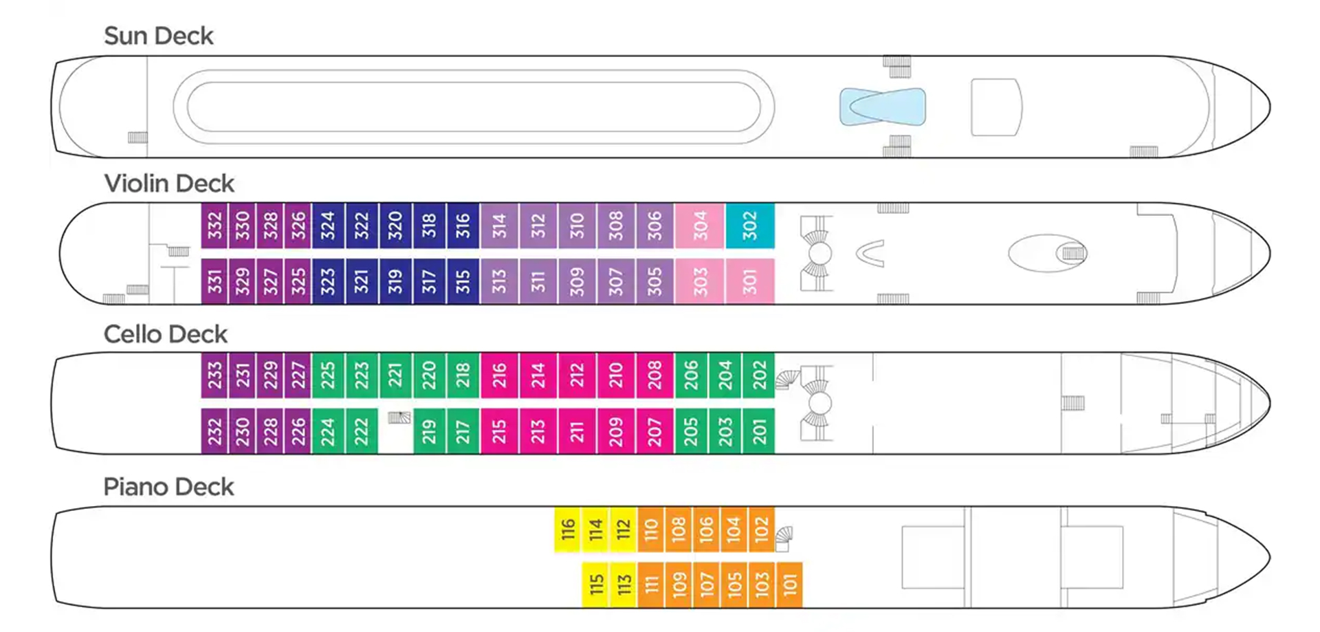 The beautiful AmaPrima, deck plan