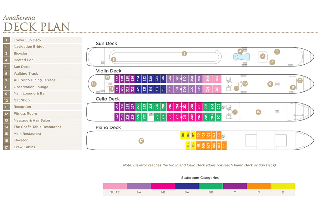 The beautiful AmaSerena, deck plan